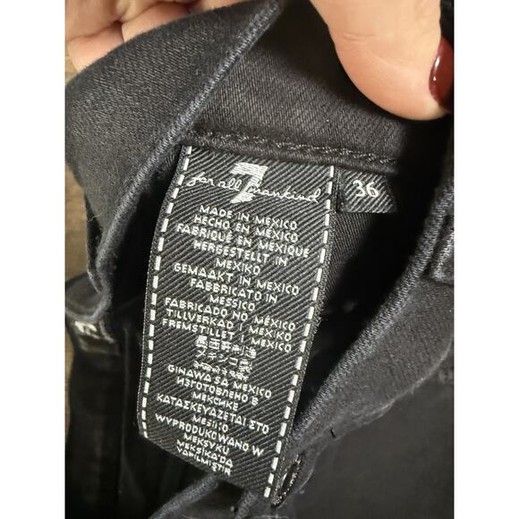 7 For All Mankind Jeans Mens 36x30 Black Slim Fit Straight Distressed Slimmy - Picture 3 of 7